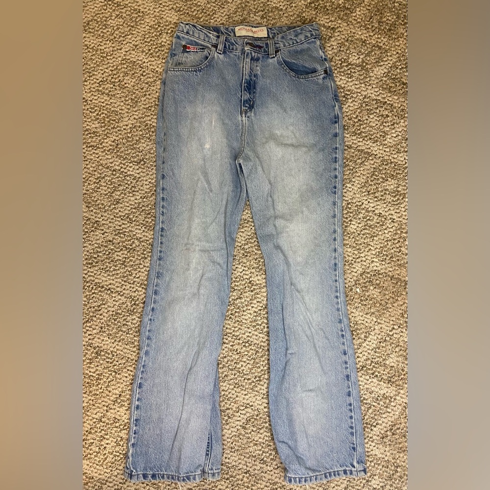 Light Blue Straight Leg Jeans with Casual Distressed Look